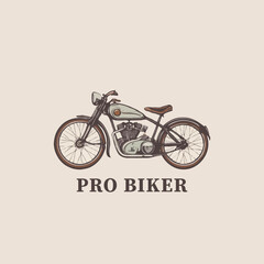 Retro vintage pro biker logo design. Motorcycle Bikers Club Logo, company logo design idea, vector illustration