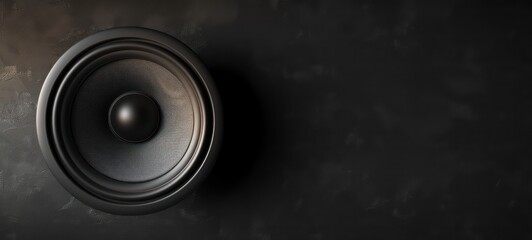 Loudspeaker on a black wall background