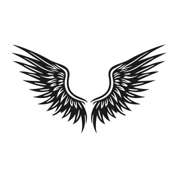 recommend clip art: Flat design angel wings silhouette vector. Set of vintage wings illustrations on white background. Wings sketch set. element for logo. label. emblem. sign. illustration.