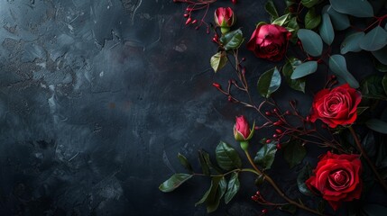 Red roses. Flowers on a dark background