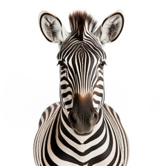 Fototapeta na wymiar photo of a zebra on a white background сreated with Generative Ai