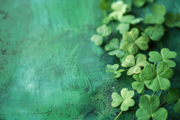 Clovers spreading over a textured green surface, symbolizing growth