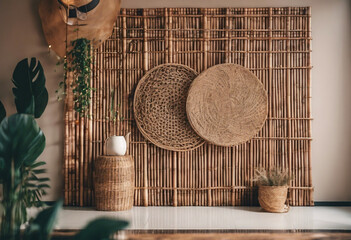 Rattan wall decor bohemiam style Eco friendly trendy room decoration