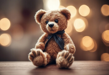 Toy teddy bear outdoor alone