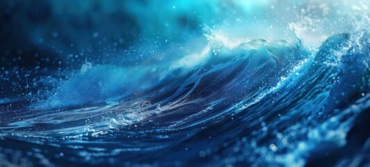 Sea wave abstract banner. Water swirl blue background - obrazy, fototapety, plakaty