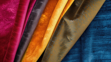 Advertising shot of texture of colored, brown tone perfect natural velvet fabric with folds and irregularities, close-up