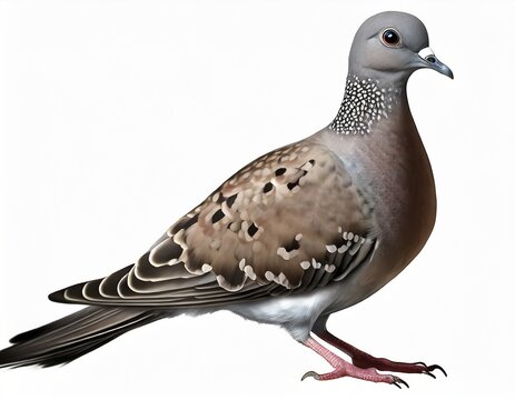 Spotted Dove on White Background