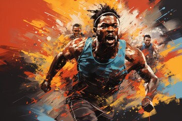 Illustration of runners and sprinters racing for the glory - obrazy, fototapety, plakaty