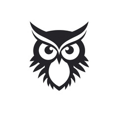 Fototapeta premium owl black icon on a white background in minimalism сreated with Generative Ai