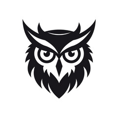Fototapeta premium owl black icon on a white background in minimalism сreated with Generative Ai
