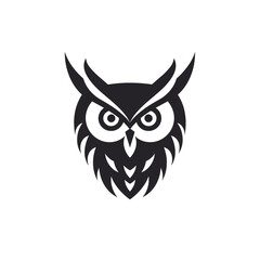 Naklejka premium owl black icon on a white background in minimalism сreated with Generative Ai