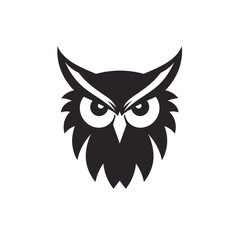 Obraz premium owl black icon on a white background in minimalism сreated with Generative Ai