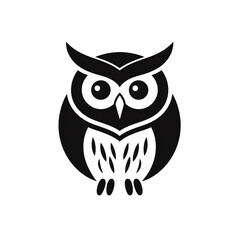 owl black icon on a white background in minimalism сreated with Generative Ai