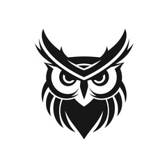 Fototapeta premium owl black icon on a white background in minimalism сreated with Generative Ai