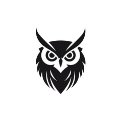 Obraz premium owl black icon on a white background in minimalism сreated with Generative Ai