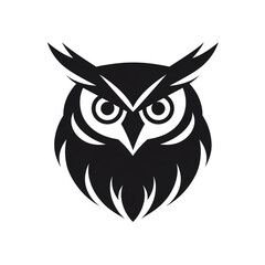 Obraz premium owl black icon on a white background in minimalism сreated with Generative Ai