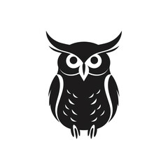 owl black icon on a white background in minimalism сreated with Generative Ai