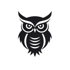 Fototapeta premium owl black icon on a white background in minimalism сreated with Generative Ai