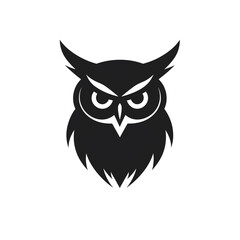 Naklejka premium owl black icon on a white background in minimalism сreated with Generative Ai