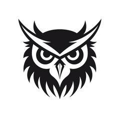 Fototapeta premium owl black icon on a white background in minimalism сreated with Generative Ai