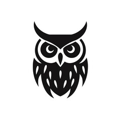 Naklejka premium owl black icon on a white background in minimalism сreated with Generative Ai
