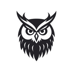 Fototapeta premium owl black icon on a white background in minimalism сreated with Generative Ai