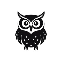 Fototapeta premium owl black icon on a white background in minimalism сreated with Generative Ai