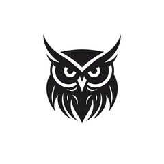 Naklejka premium owl black icon on a white background in minimalism сreated with Generative Ai