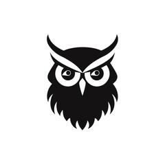 Fototapeta premium owl black icon on a white background in minimalism сreated with Generative Ai