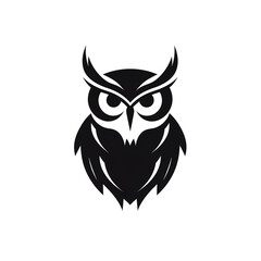 owl black icon on a white background in minimalism сreated with Generative Ai