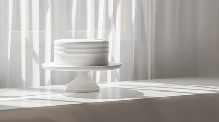 A pristine white cake stand, an essential bakery utensil and dishware piece