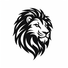 Fototapeta premium lion black icon on a white background in minimalism сreated with Generative Ai