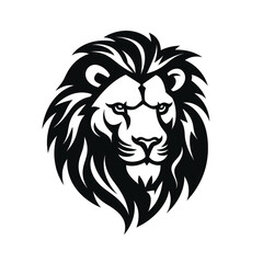 Fototapeta premium lion black icon on a white background in minimalism сreated with Generative Ai