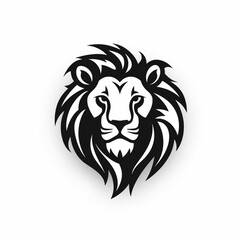 lion black icon on a white background in minimalism сreated with Generative Ai