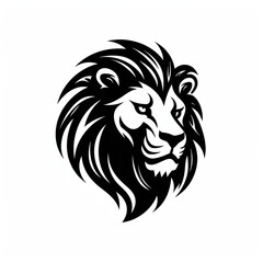 Fototapeta premium lion black icon on a white background in minimalism сreated with Generative Ai