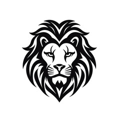 Fototapeta premium lion black icon on a white background in minimalism сreated with Generative Ai