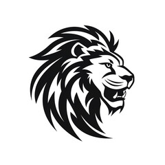 Fototapeta premium lion black icon on a white background in minimalism сreated with Generative Ai