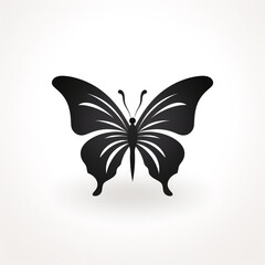 butterfly black icon on a white background in minimalism сreated with Generative Ai