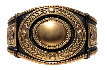 Gold championship belt on transparent background