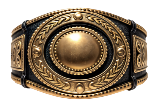 Gold championship belt on transparent background - Powered by Adobe