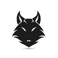 Obraz premium wolf black icon on a white background in minimalism сreated with Generative Ai