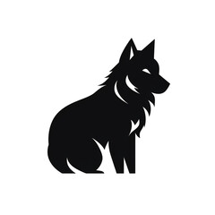 Obraz premium wolf black icon on a white background in minimalism сreated with Generative Ai