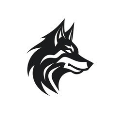 wolf black icon on a white background in minimalism сreated with Generative Ai