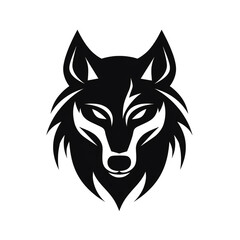 wolf black icon on a white background in minimalism сreated with Generative Ai