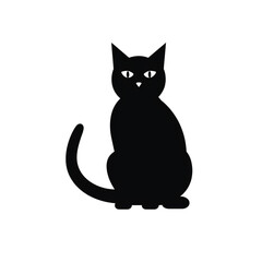 cat black icon on a white background in minimalism сreated with Generative Ai