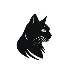 cat black icon on a white background in minimalism сreated with Generative Ai