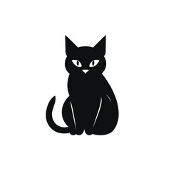 Obraz premium cat black icon on a white background in minimalism сreated with Generative Ai