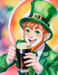 St. Patrick’s Day Gentleman Leprechaun with a Pint of Guinness