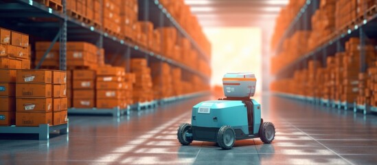 Fototapeta premium transport robot in warehouse