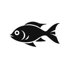 Obraz premium fish black icon on a white background in minimalism сreated with Generative Ai